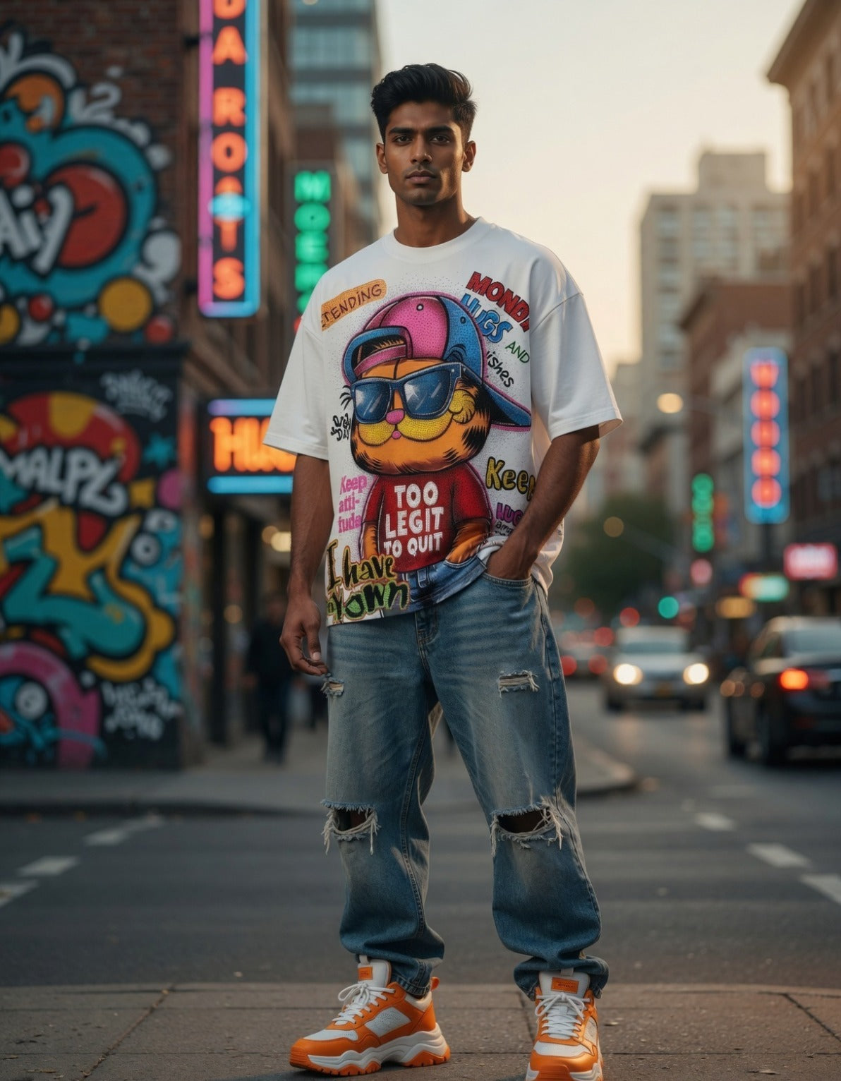 Chilling So High Graphic Tee — Oversized Drop-Shoulder Fit — view 6