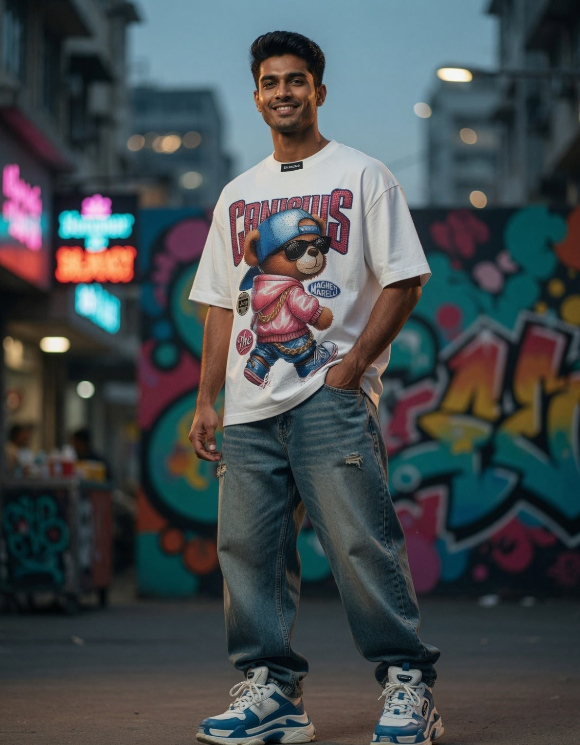 Slaying Print Oversized Tee — Drop Shoulder Fit — view 3