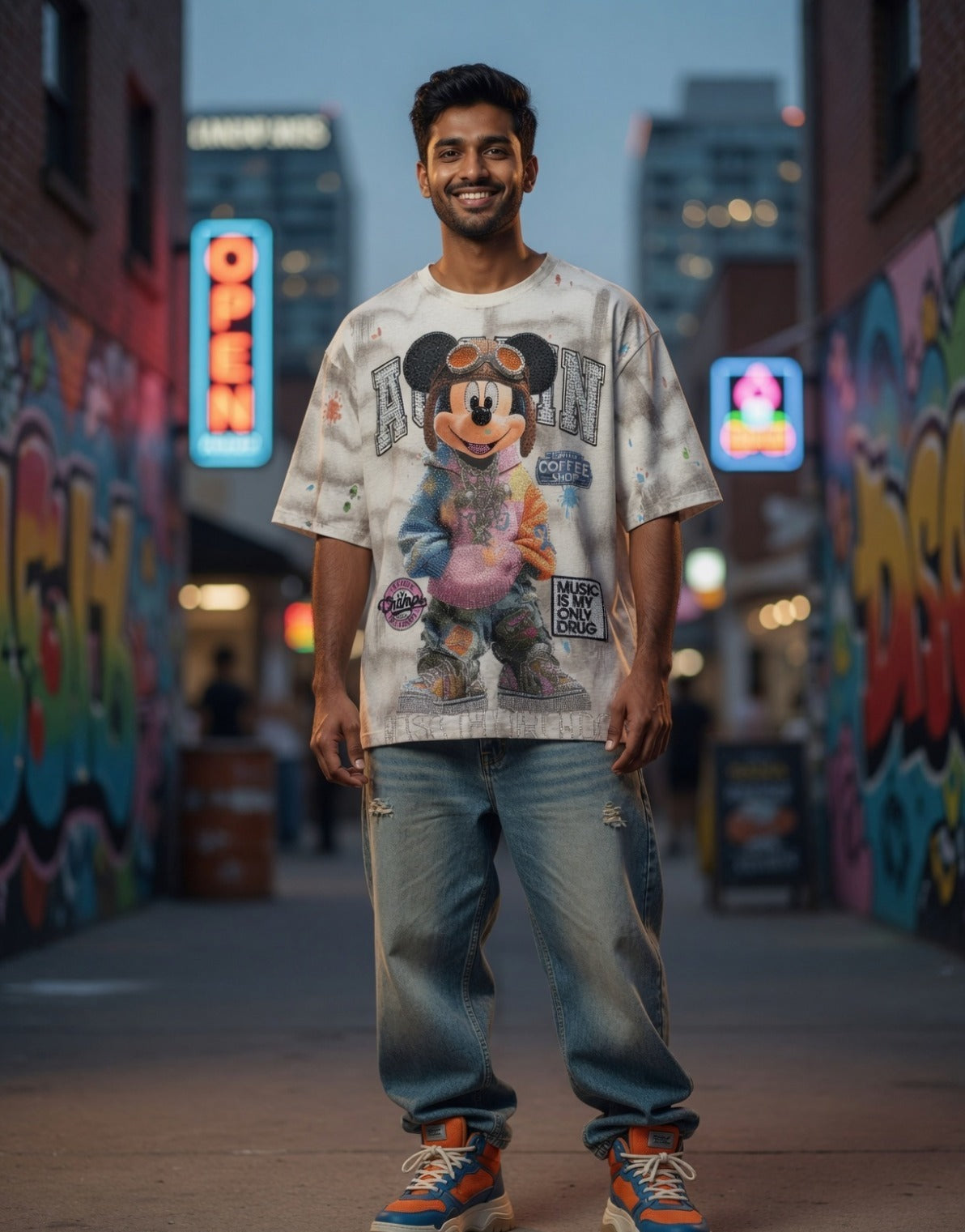 Pink White Fit Tee — Bio-Washed Comfort Cotton — view 4