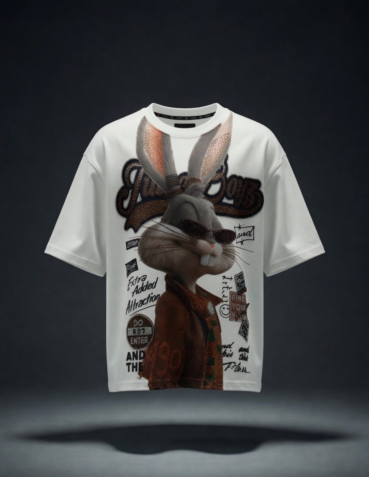 Rabbit Print Oversized Tee — Drop-Shoulder Premium Cotton — view 4