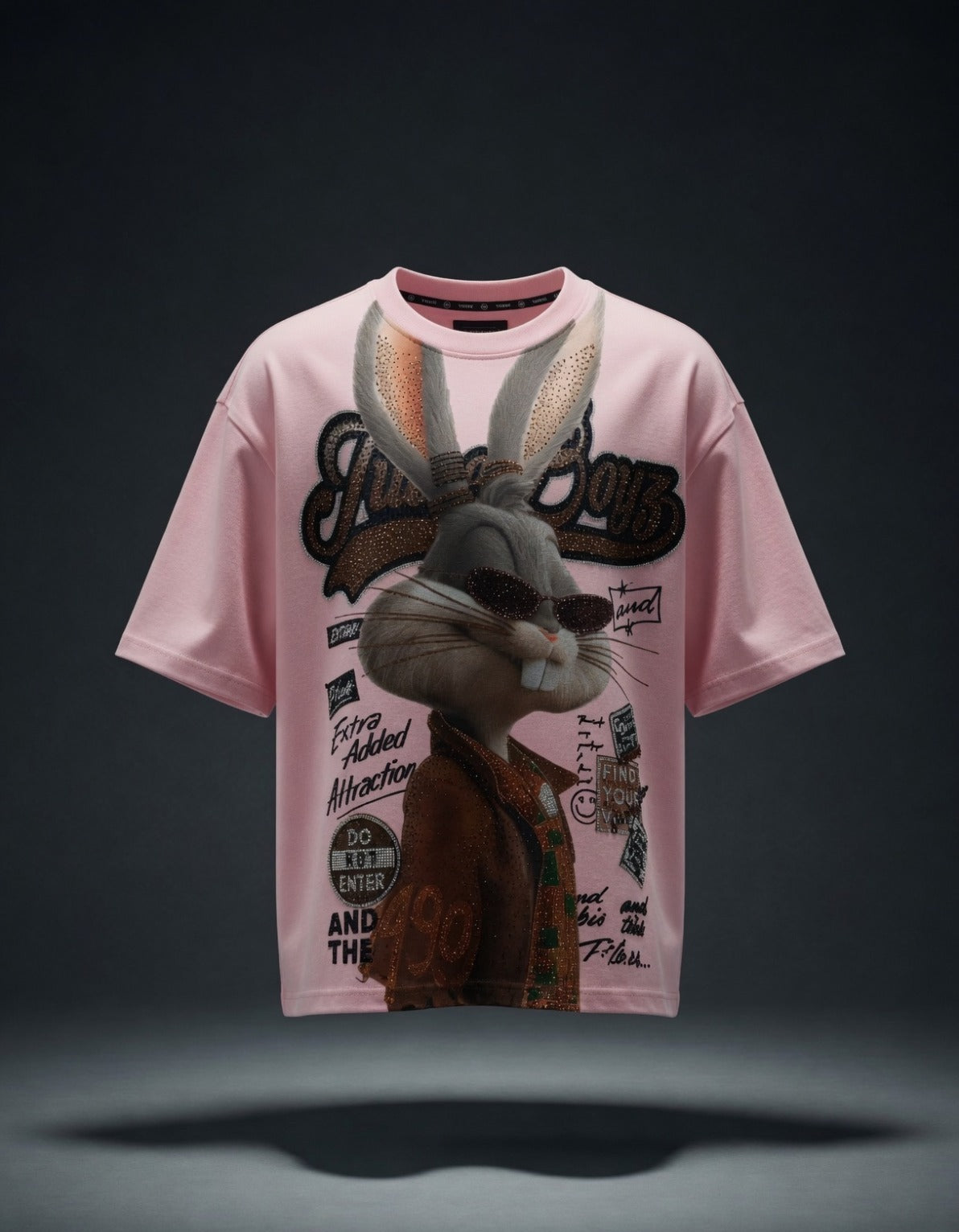 Rabbit Print Oversized Tee — Drop-Shoulder Premium Cotton — view 3