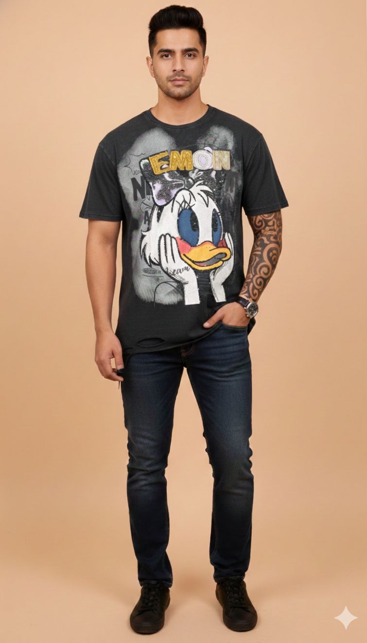 Retro Cartoon Duck Oversized Tee — Vintage Graphic Print — view 10