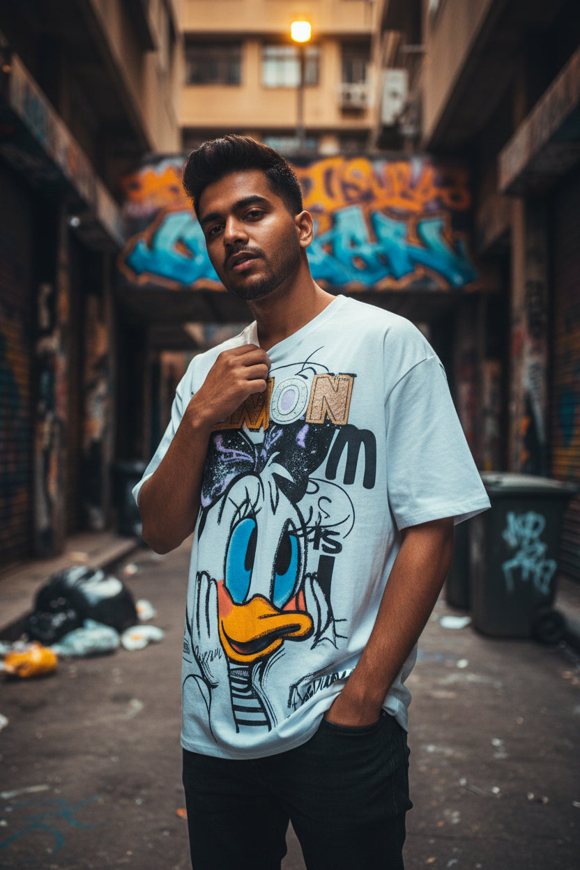 Retro Cartoon Duck Oversized Tee — Vintage Graphic Print — view 13