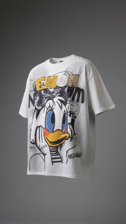 Retro Cartoon Duck Oversized Tee — Vintage Graphic Print — view 11