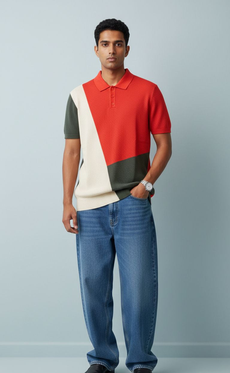 Colorblock Polo Tee — Cotton Piqué Fit — view 8