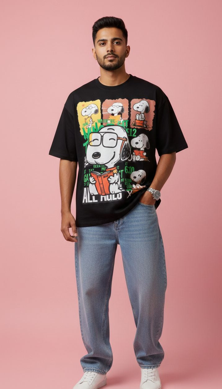 Scholar Dog Oversized Tee — Premium Cotton Drop Shoulder — view 15