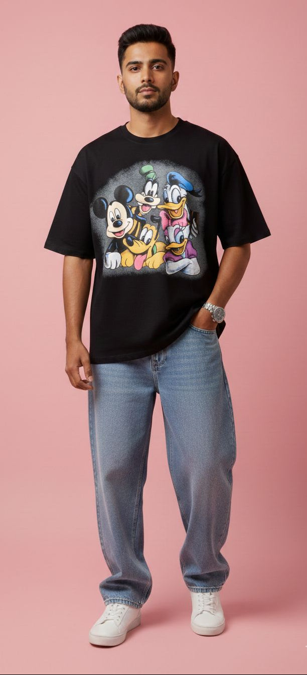 Black Oversized Fit Tee — Smooth Cotton Jersey — view 5