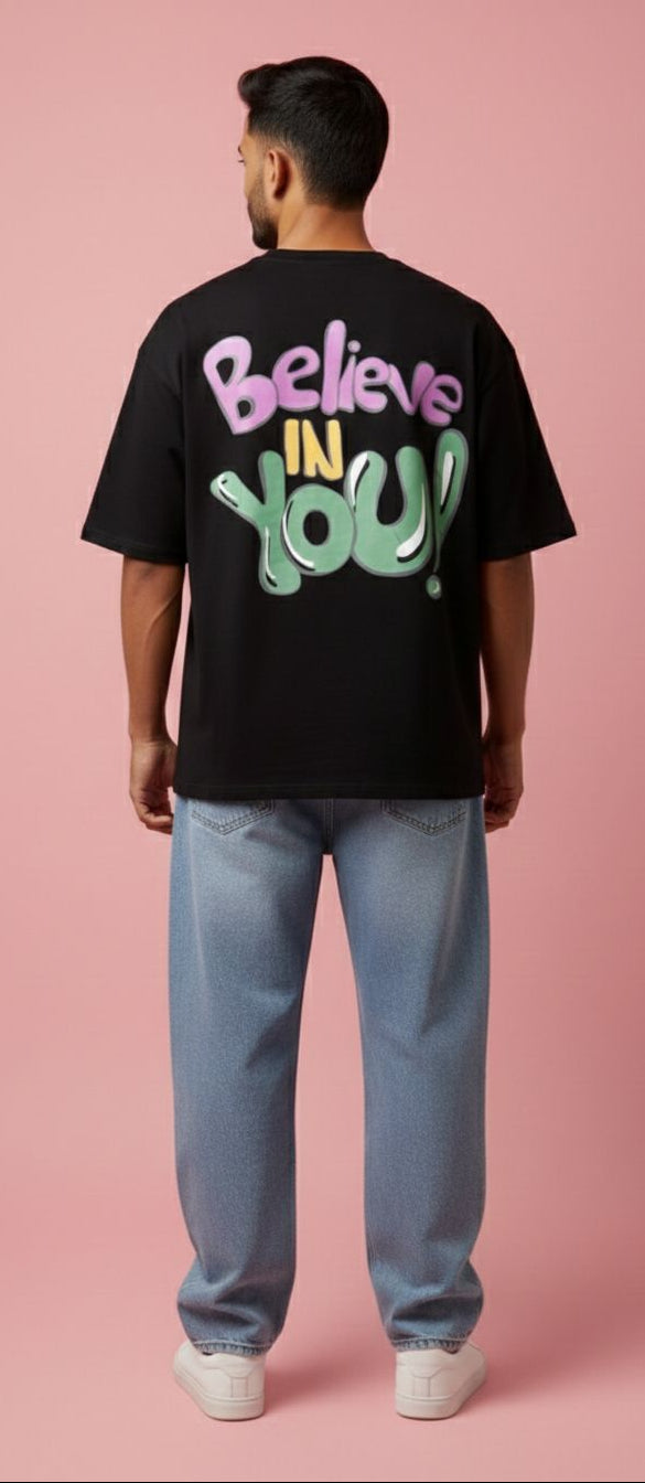 Black Oversized Fit Tee — Smooth Cotton Jersey — view 6