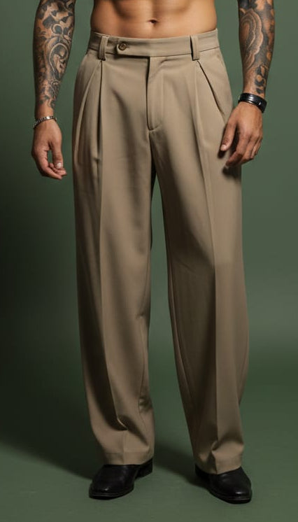 Premium Relaxed-Fit Trousers — Cream Brown Colorways — view 4