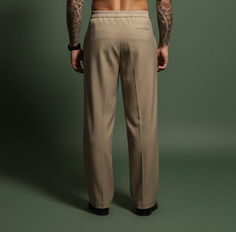 Premium Relaxed-Fit Trousers — Cream Brown Colorways — view 5