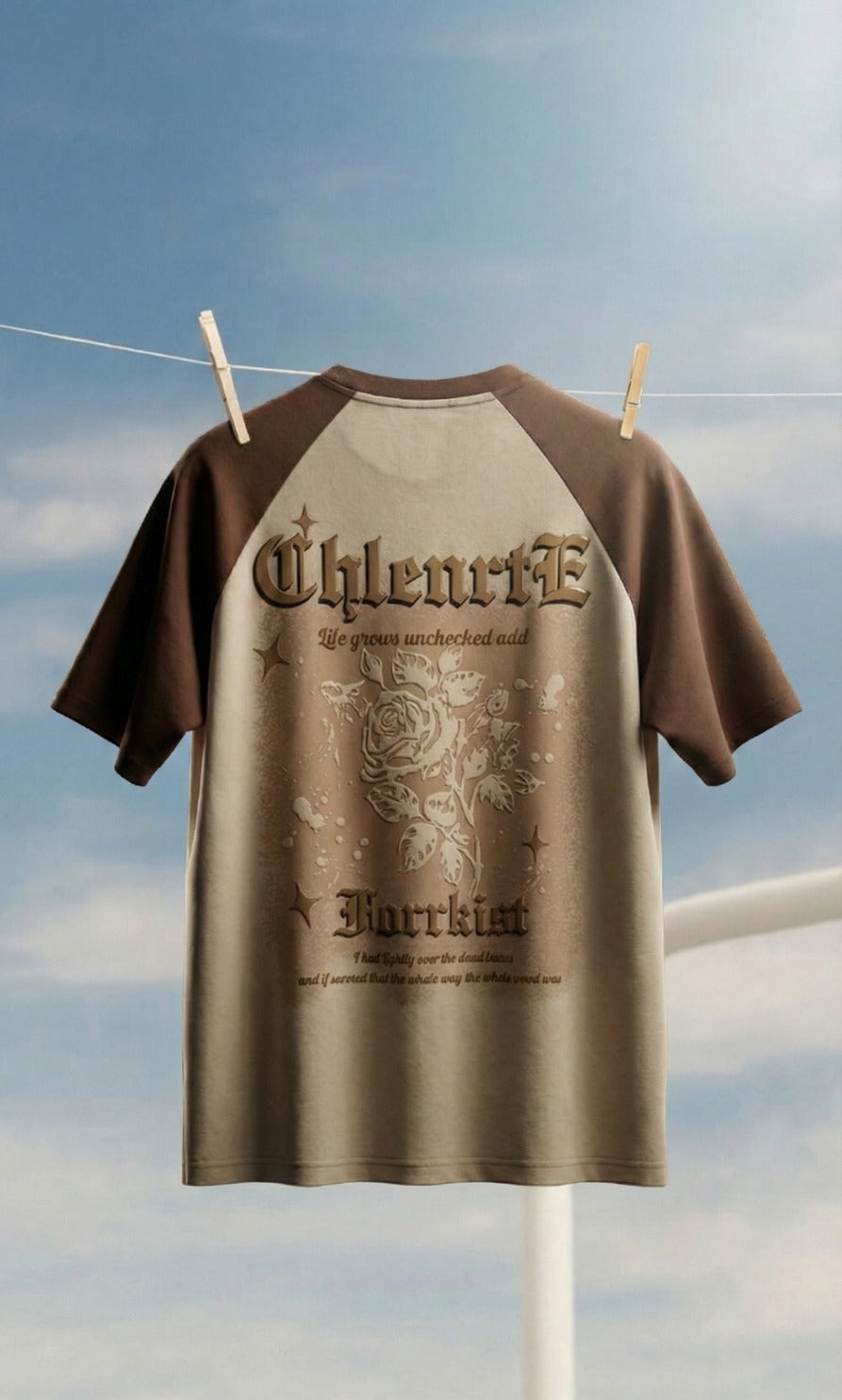 Beige Abstract Print Tee — Premium Cotton Fit — view 5
