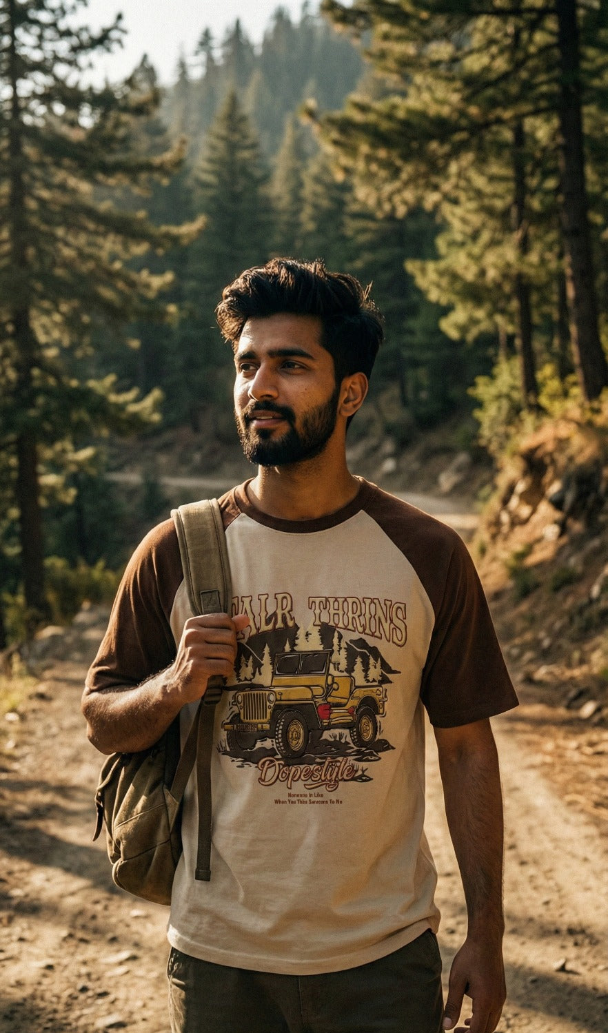 Cream Half-Sleeve Tee — Minimal Streetwear Fit — view 3