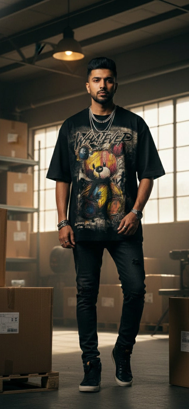 Bear Graphic Heavyweight Tee — Drop-Shoulder Black — view 4