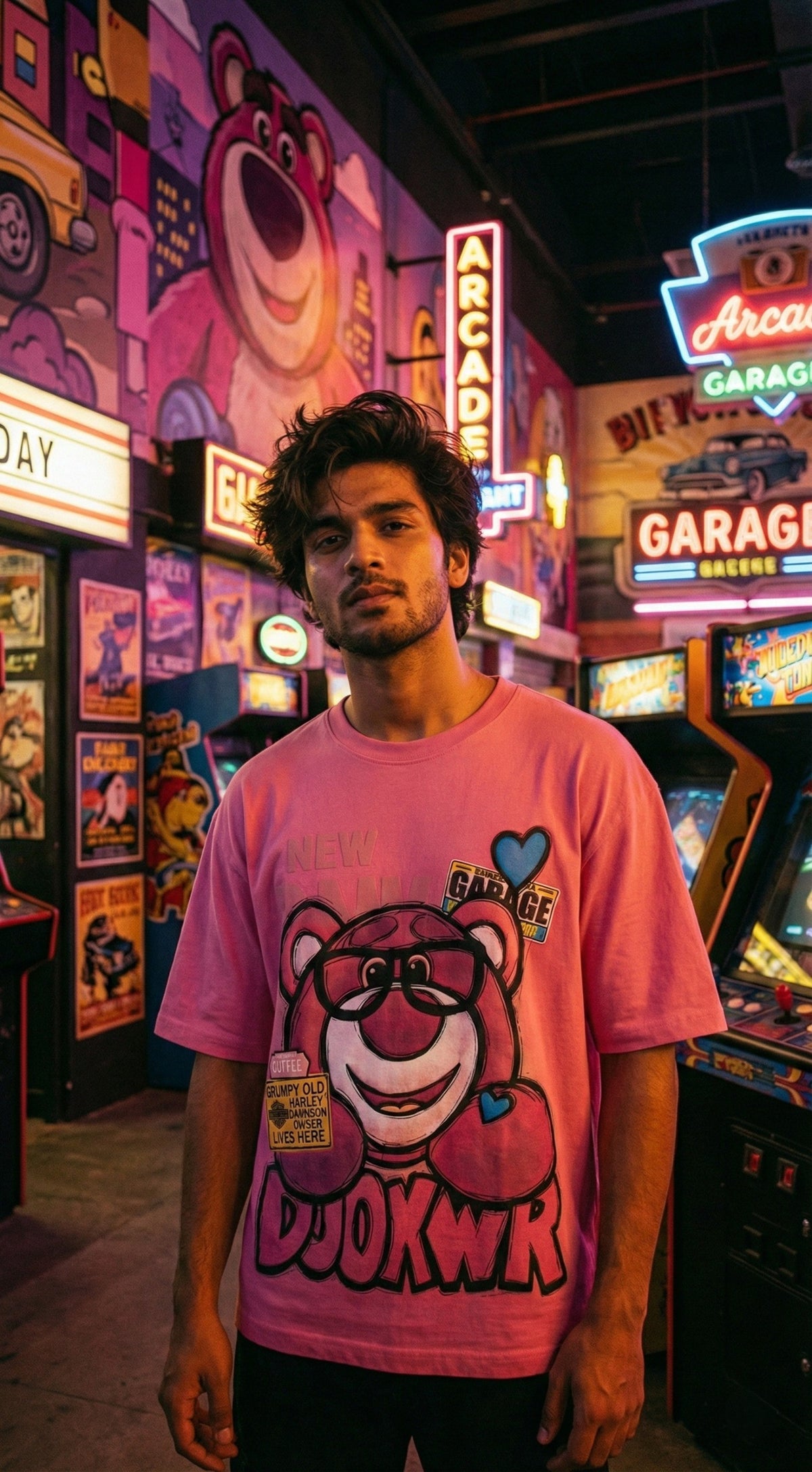 Pink Hype Teddy Oversized Tee — Soft Cotton Fit — view 4