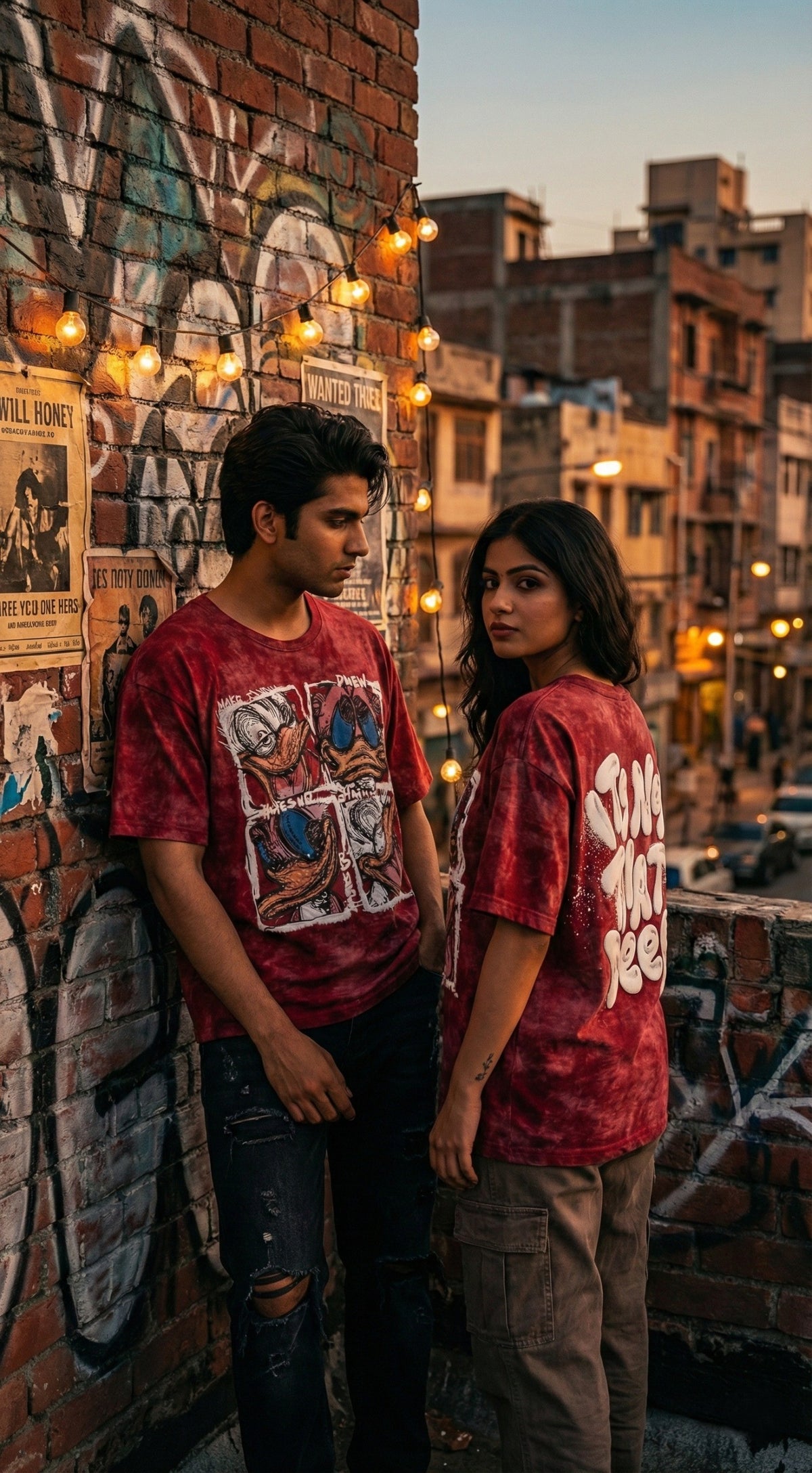 SANKI Abstract cartoon Oversized T-shirt RED — view 5