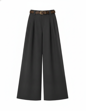 SANKI Women's Grey Baggy Fit Trousers with Belt