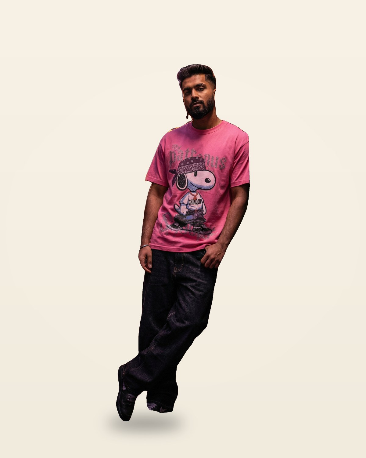 Animated Character Graphic Tee — Pink Oversized Fit
