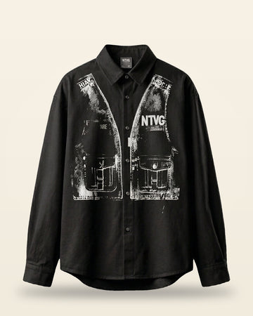 Architecture Print Shirt — Premium Camp-Collar Oversized Fit