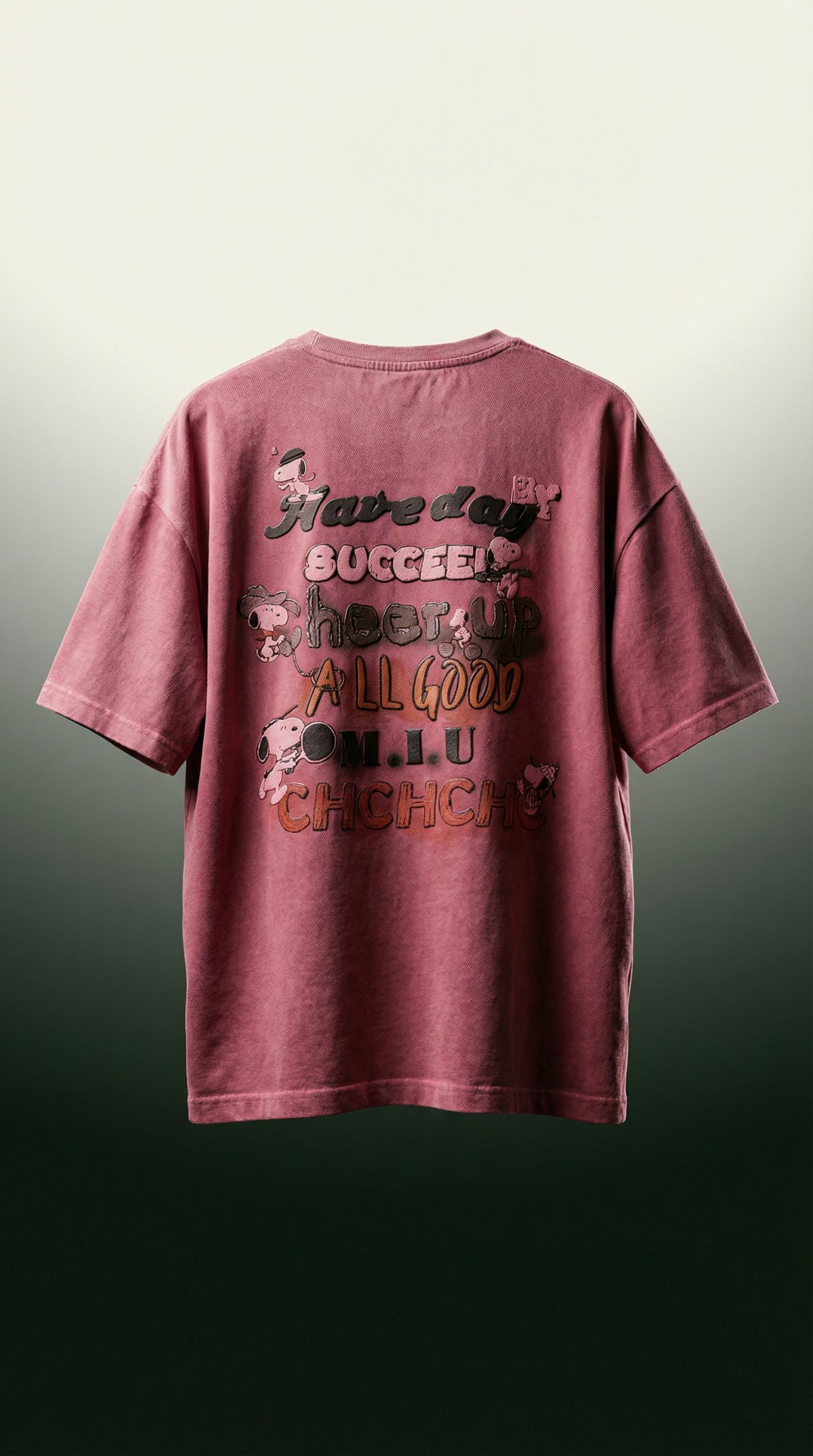 Beagle Music Graphic Oversized Tee — Maroon — view 3