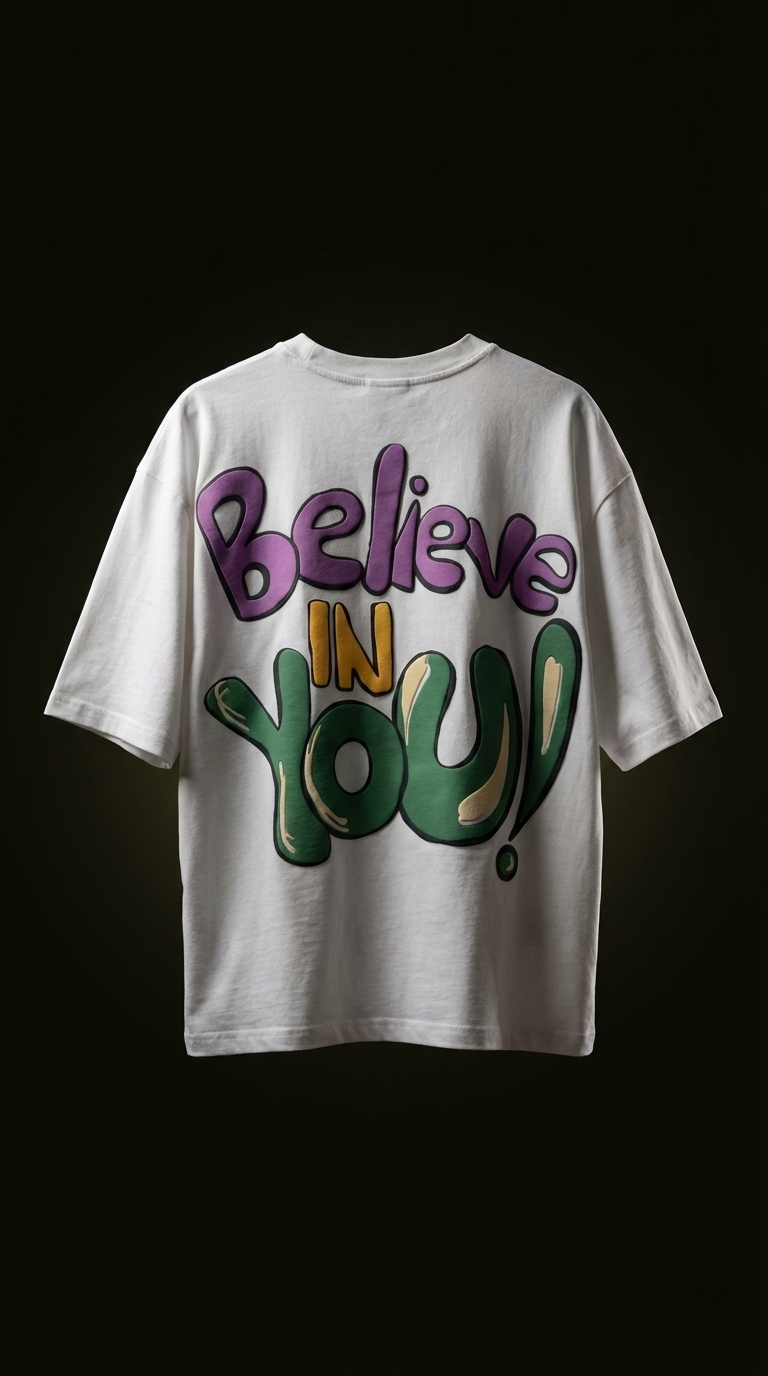 Geometric Print Oversized Tee — Bold Type Print — view 2