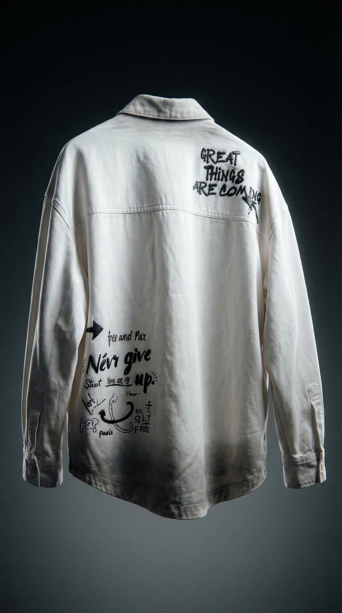 Shadow Back Graphic Shacket — Oversized Button-Up Fit — view 11