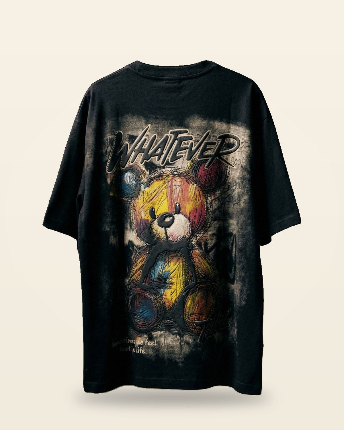 Bear Graphic Heavyweight Tee — Drop-Shoulder Black