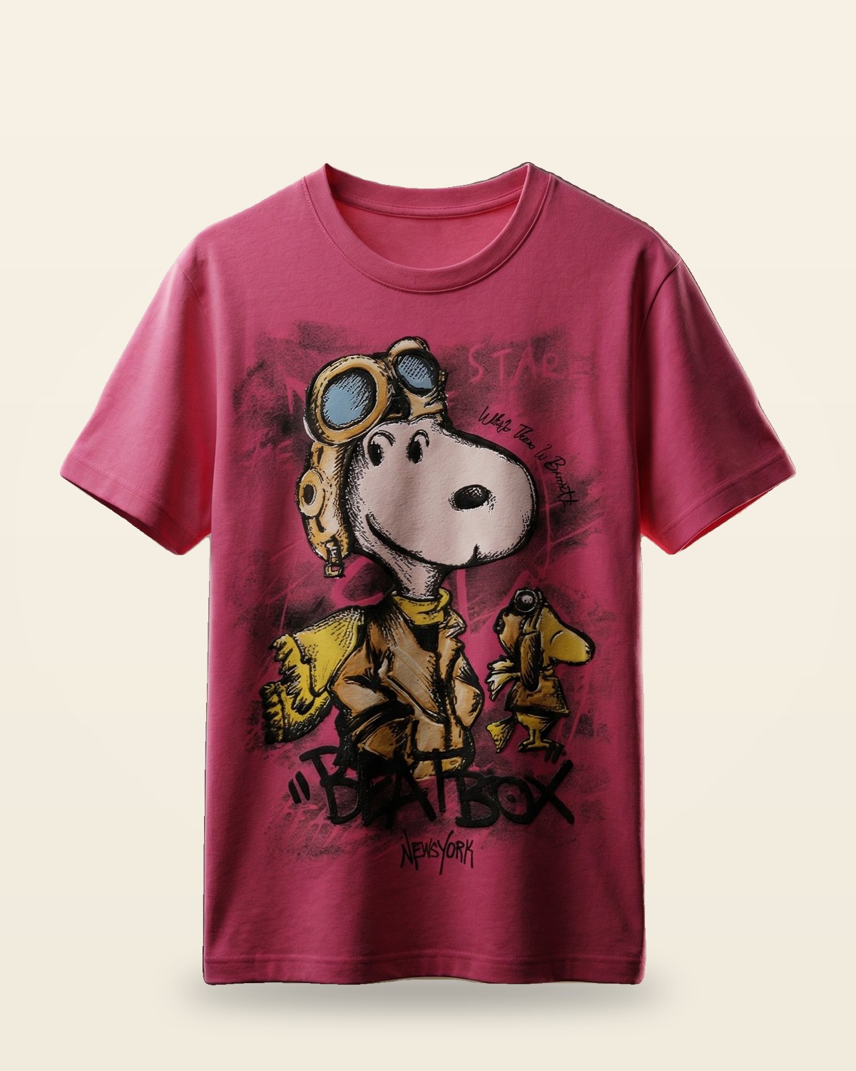 Beatbox Print Tee — Heavyweight Pink Oversized Fit