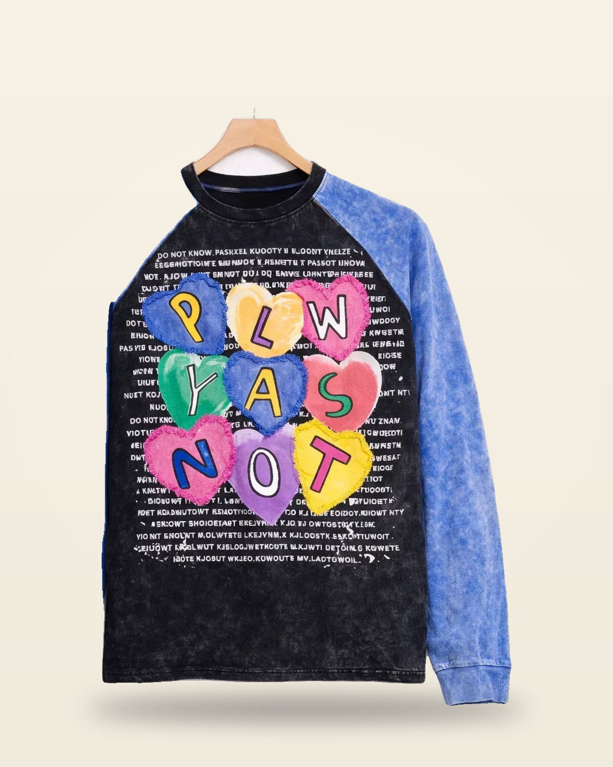 Black Blue Oversized Sweatshirt — Fleece-Backed Cotton