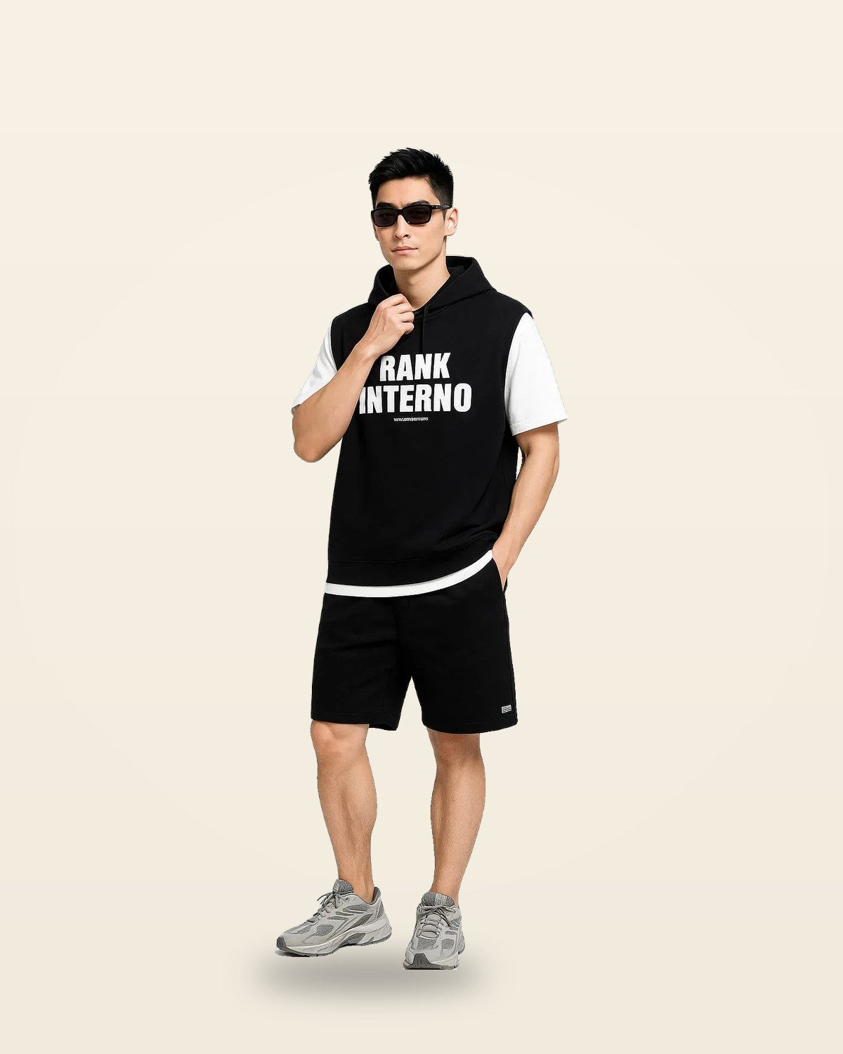 Black Sleeveless Hoodie Co-ord Set — Layered Fit