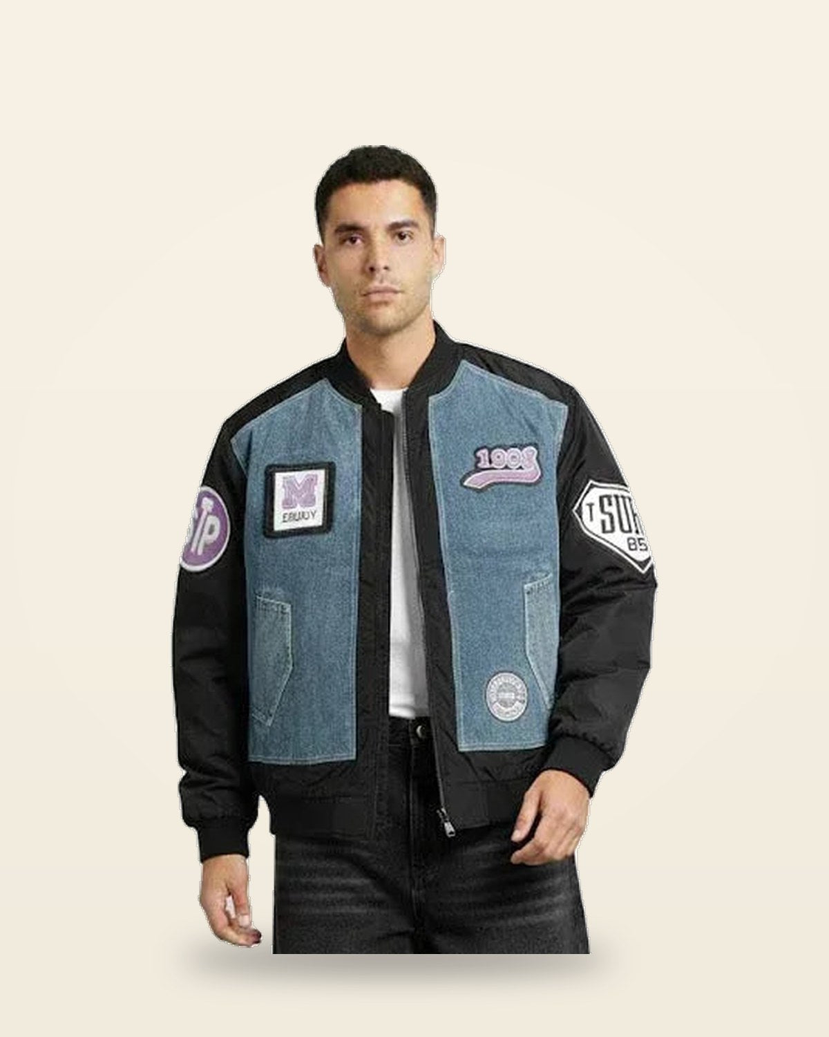 Blue-Black Zipper Jacket — Structured Fit