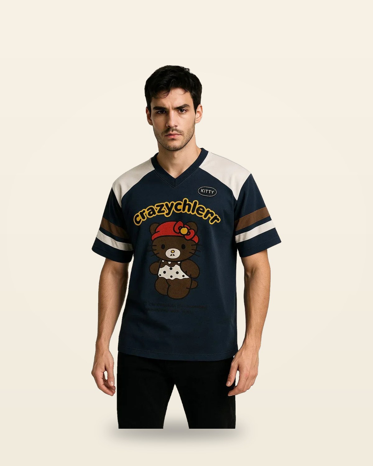 Blue Collar Tee — Cartoon Bear Graphic Fit