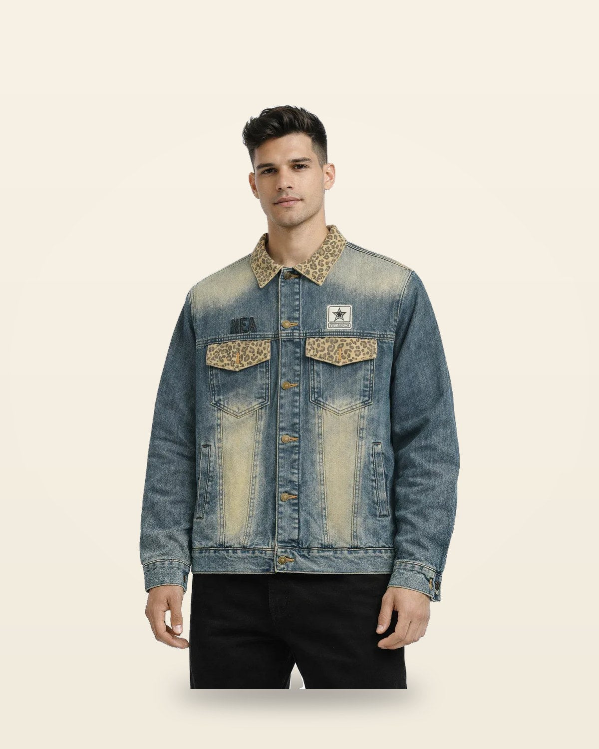 Blue Graphic Print Full Sleeve Jacket — Structured Fit