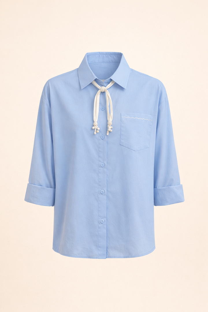 SANKI Sky Blue Regular Fit Casuals Shirt for Women