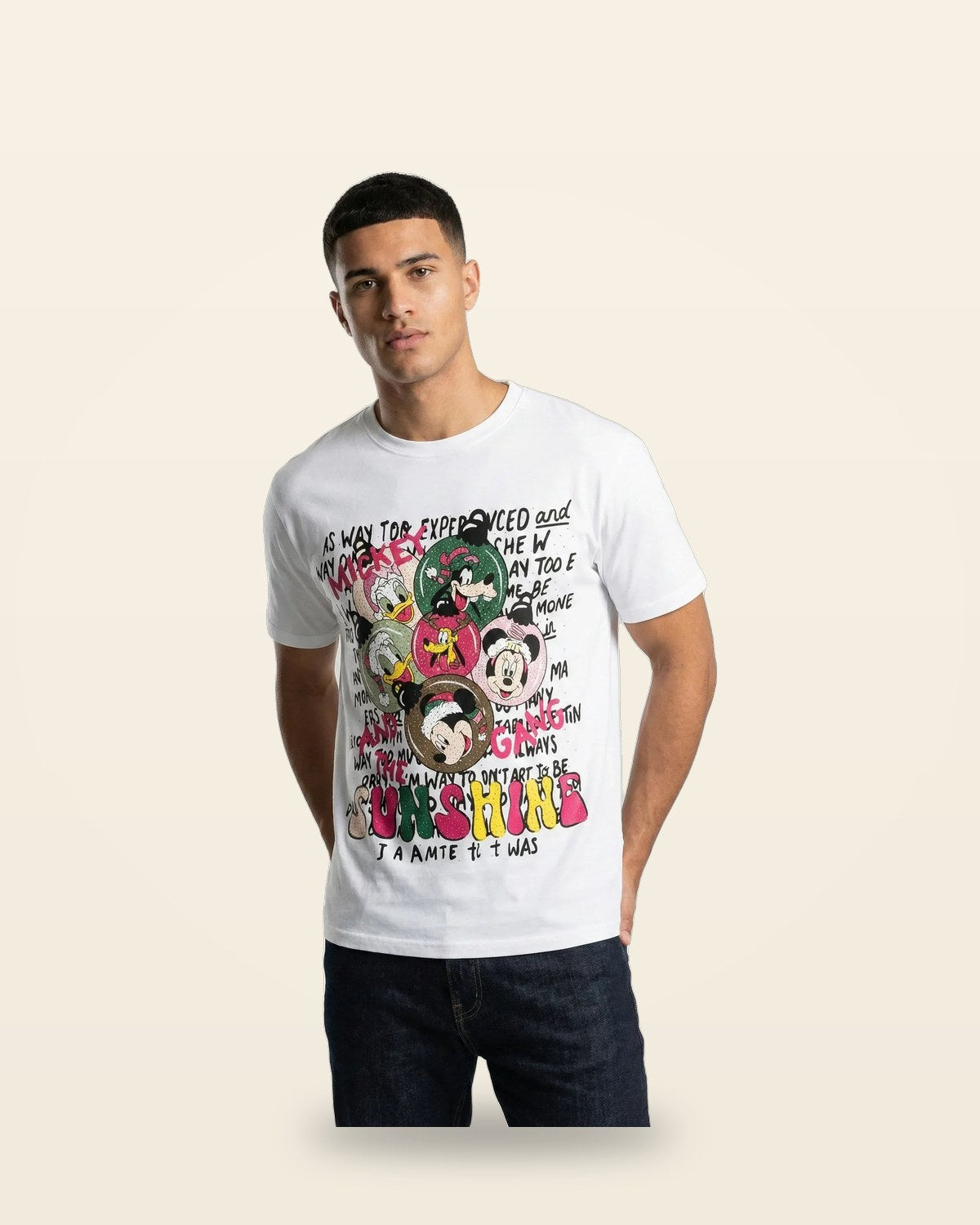 Cartoon Graphic Oversized Tee — White Bio-Washed Cotton