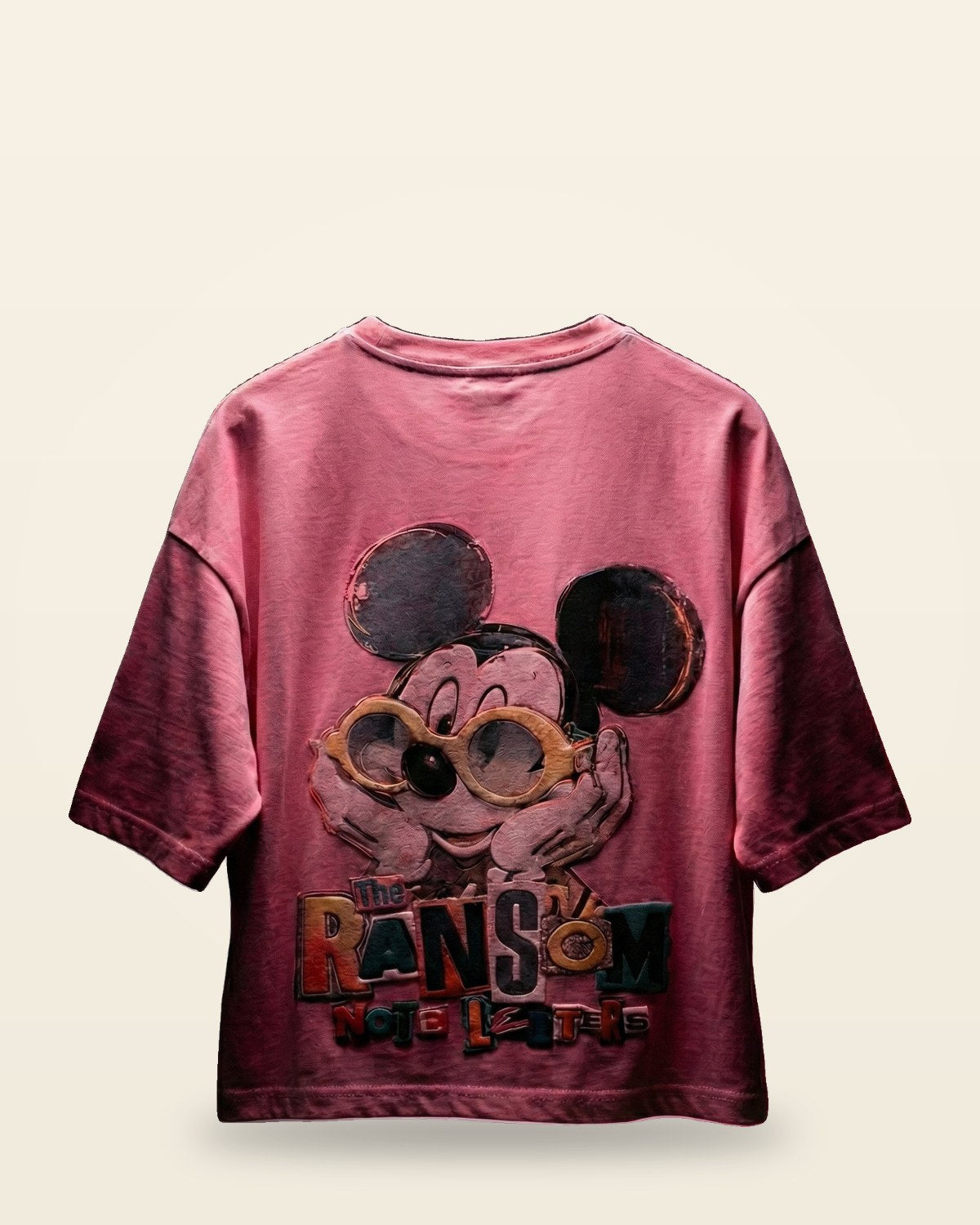 Cartoon-Print Oversized Tee — Pink Heavyweight Cotton Fit