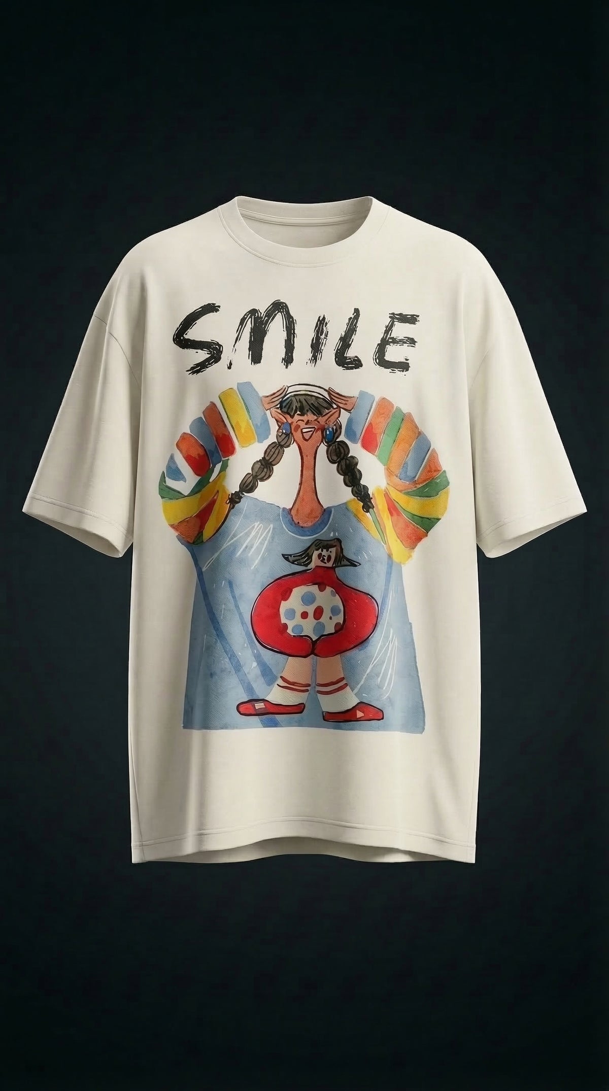 Smile For No Reason Oversized Fit Tee — Drop Shoulder — view 4