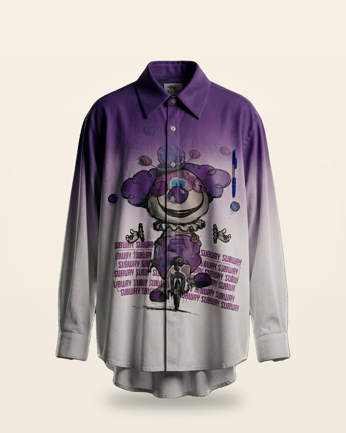 Circus Print Oversized Shirt — Premium Camp Collar