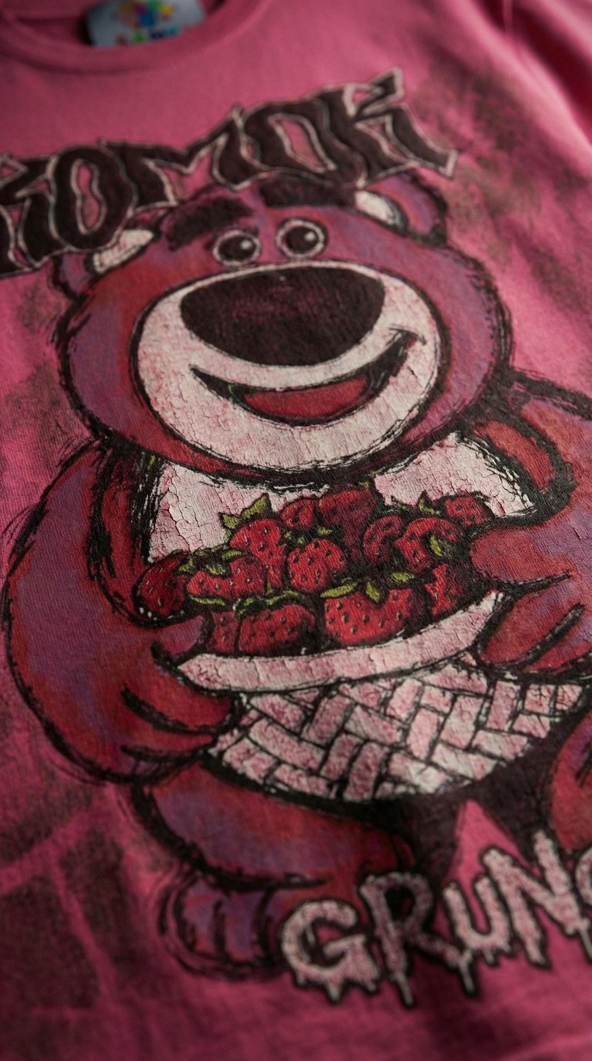 Grunge Bear Graphic Tee — Pink Relaxed Fit — view 4