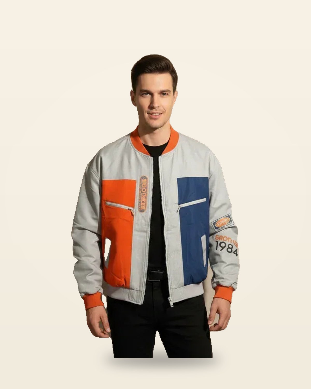 Color Block Reflective Bomber Jacket — Technical Streetwear Fit