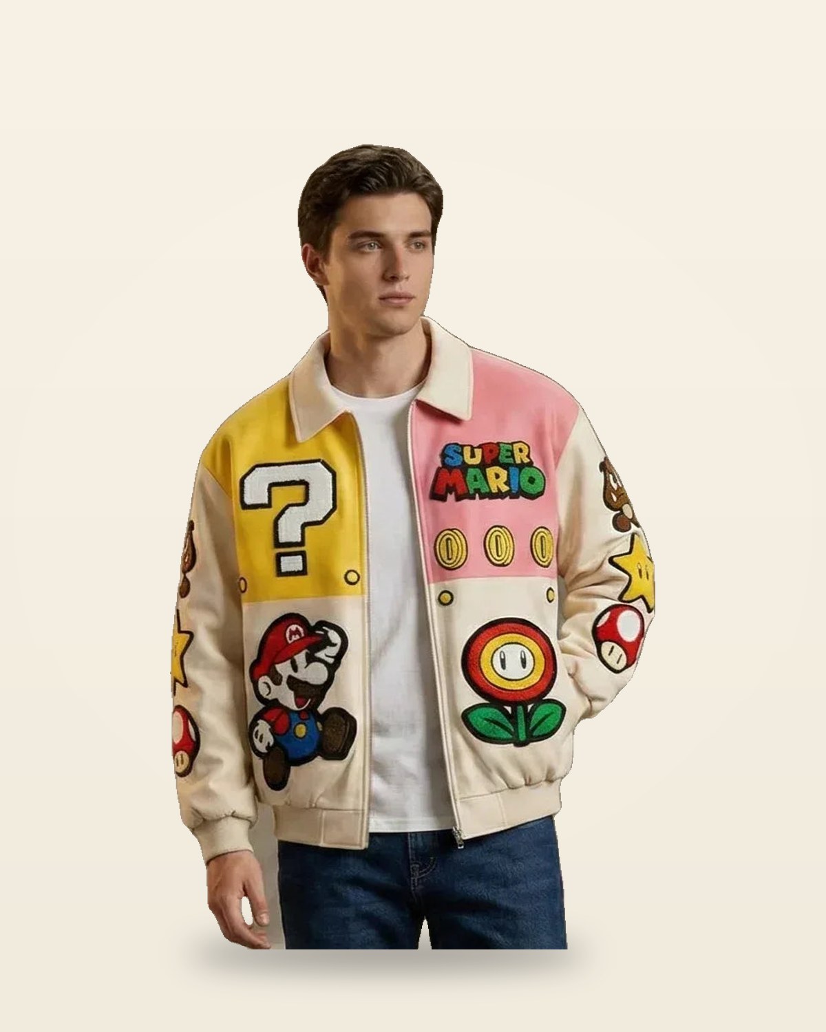 Colourblock Bomber Jacket — Pink Yellow