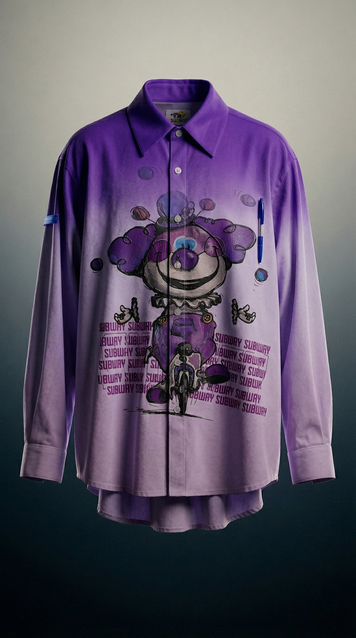 Circus Print Oversized Shirt — Premium Camp Collar — view 4