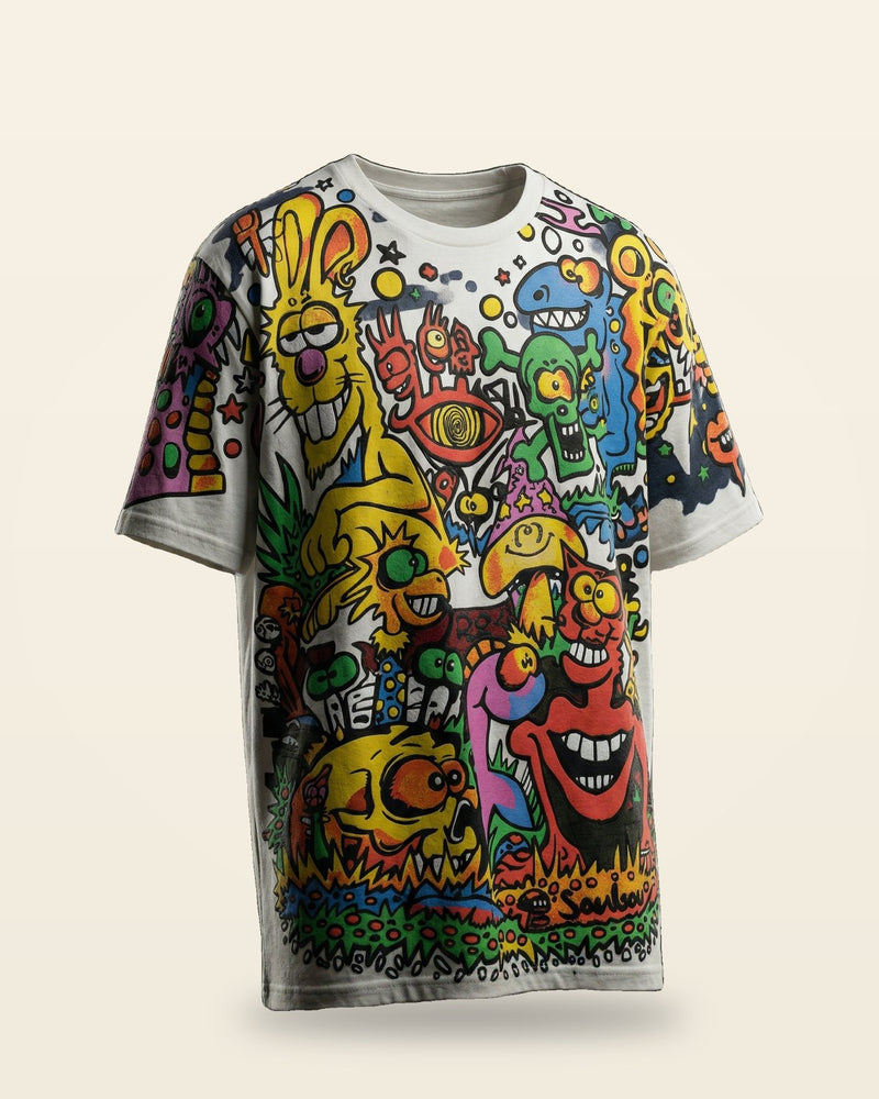 Crazy Energy Oversized Tee — White Premium Fit