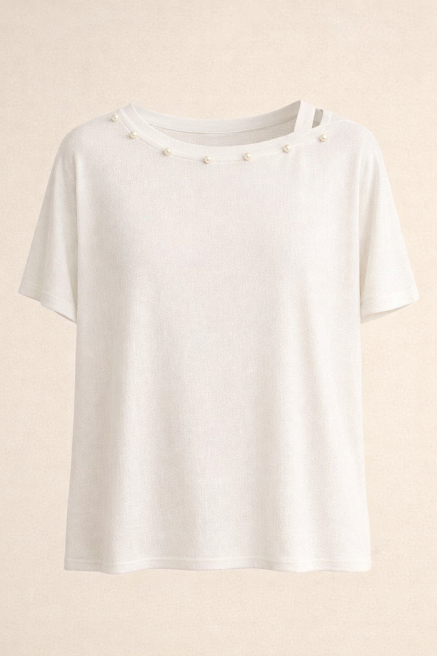 SANKI White Regular Fit Button-Detail Crew-neck Top for Women