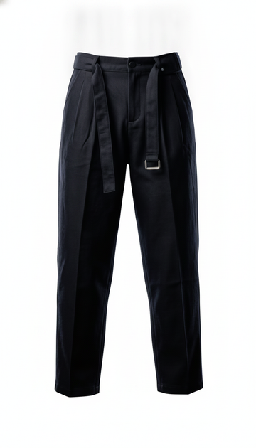 Cinch Strap Trouser Straight Fit — Black