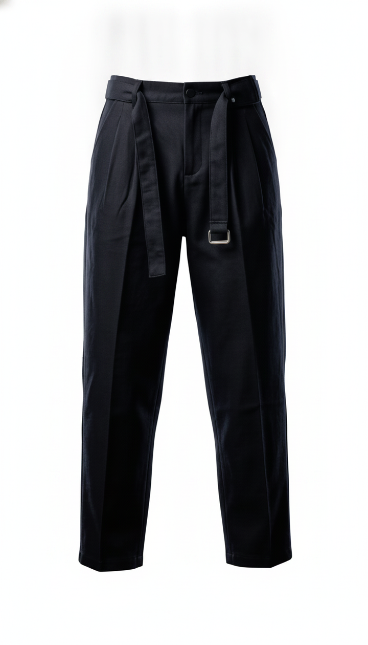Cinch Strap Trouser Straight Fit — Black