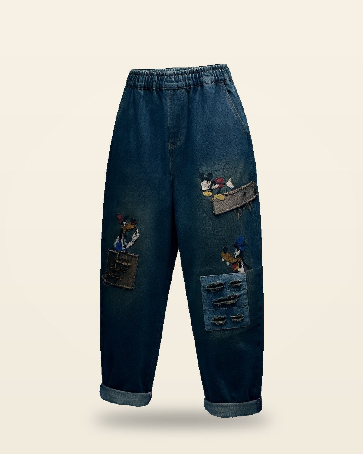Denim Patchwork Jeans — Premium Distressed Fit