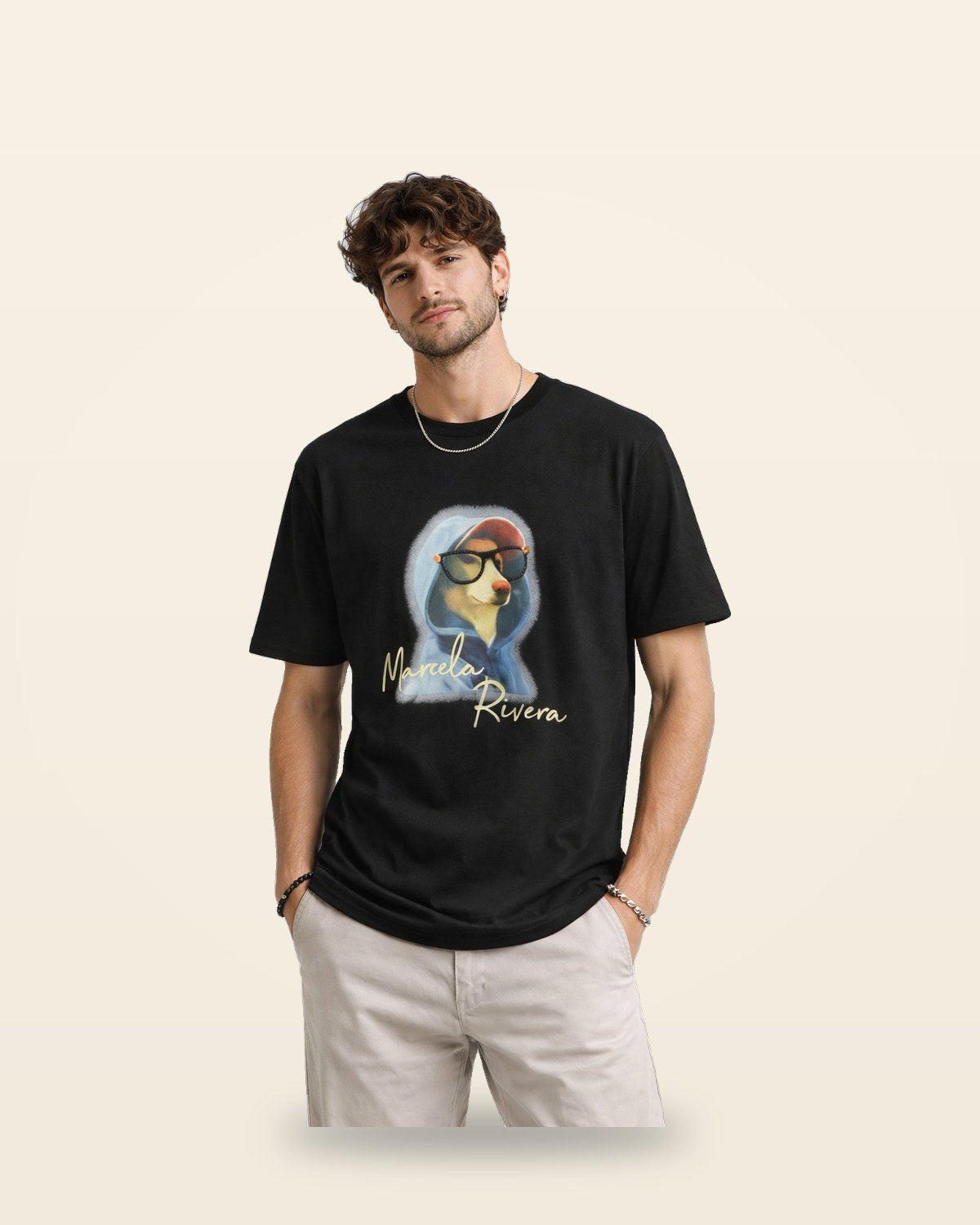 Dog Print Oversized Tee — Bio-Washed Cotton