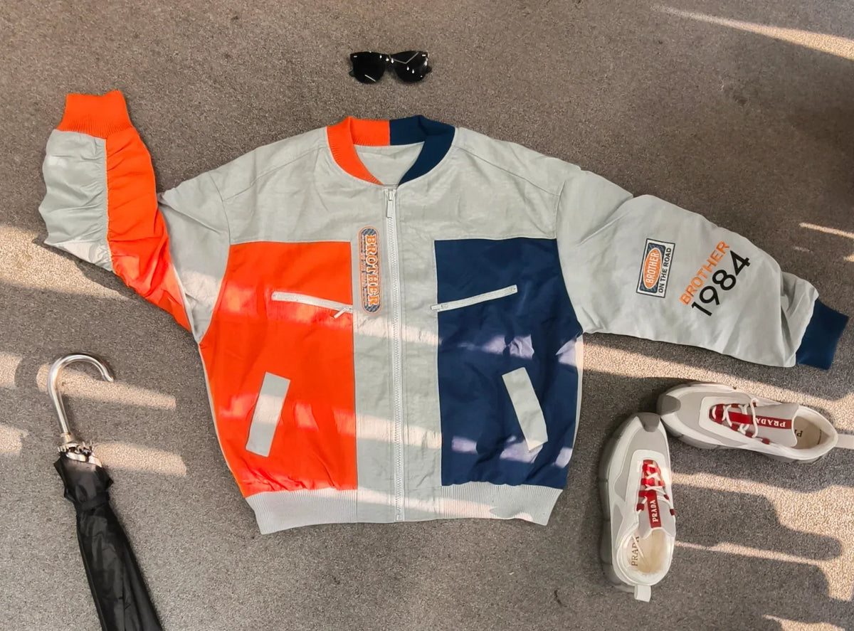 SANKI Color Block Reflective Bomber Jacket - Sanki