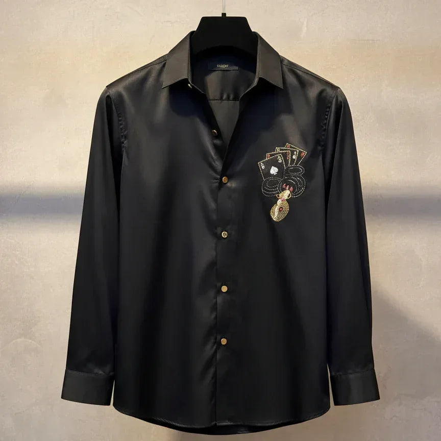 SANKI Black Three Cards Printed Formal Shirt - Sanki