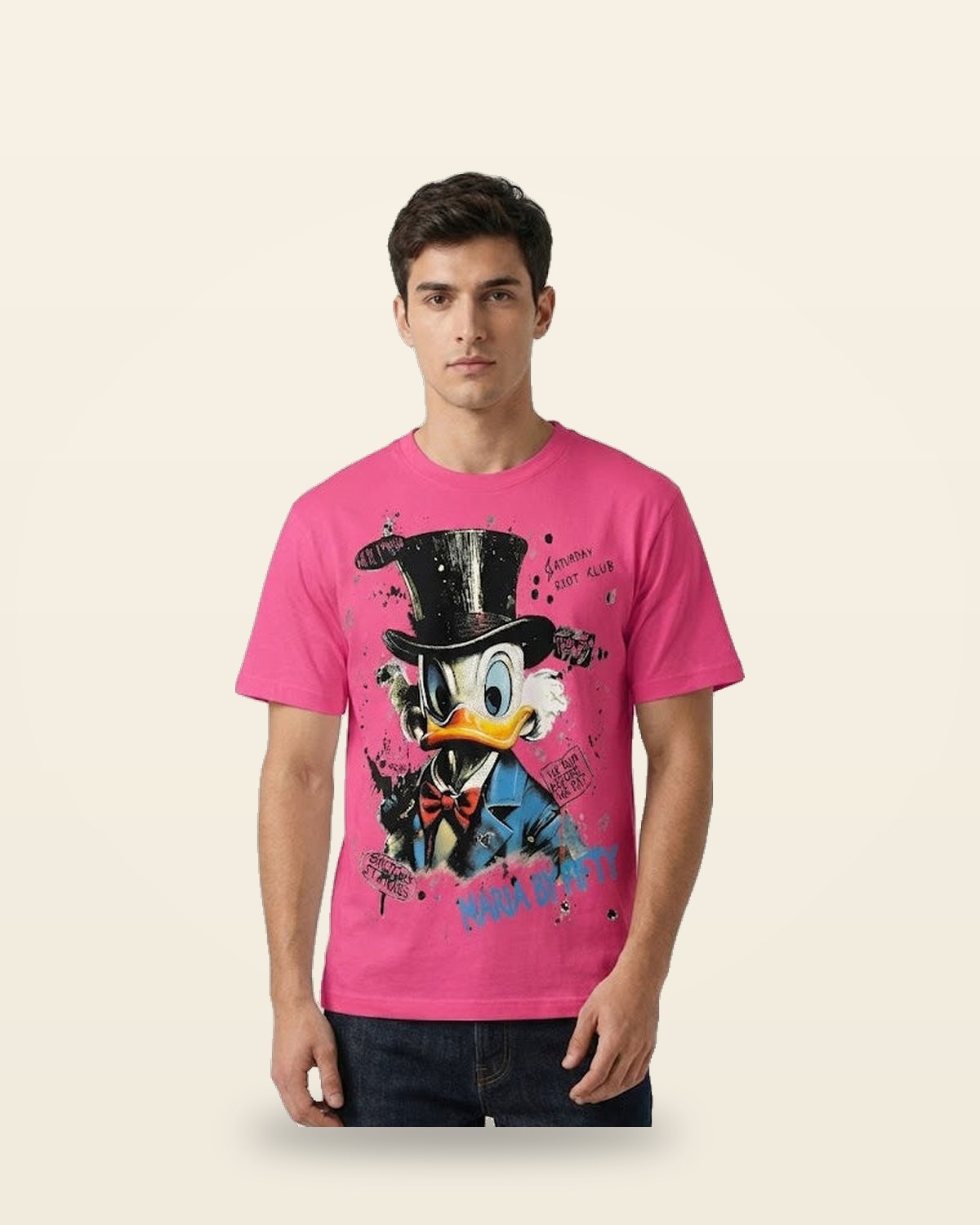 Duck Graphic Oversized Tee — Pink Premium Cotton